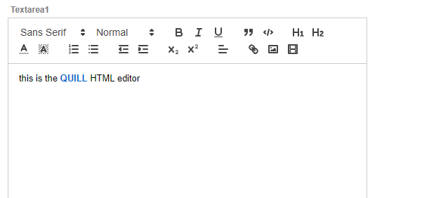 Rendering of the Quill editor in the browser